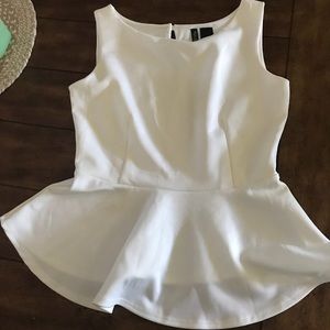 Off white peplum sleeveless shirt